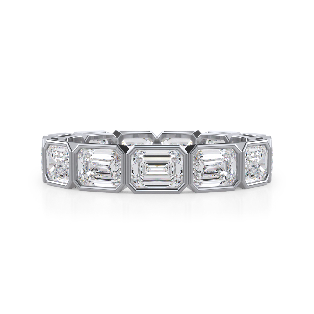 East-West Emerald-Cut Bezel Diamond Eternity Ring (3.00ct