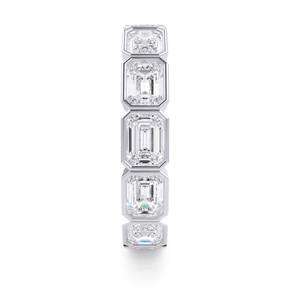 East-West Emerald-Cut Bezel Diamond Eternity Ring (3.00ct