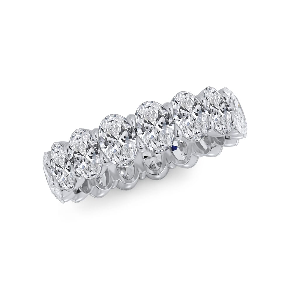 Oval Cut Lab Diamond Eternity Ring (4.0 ct. tw.) - 18K White
