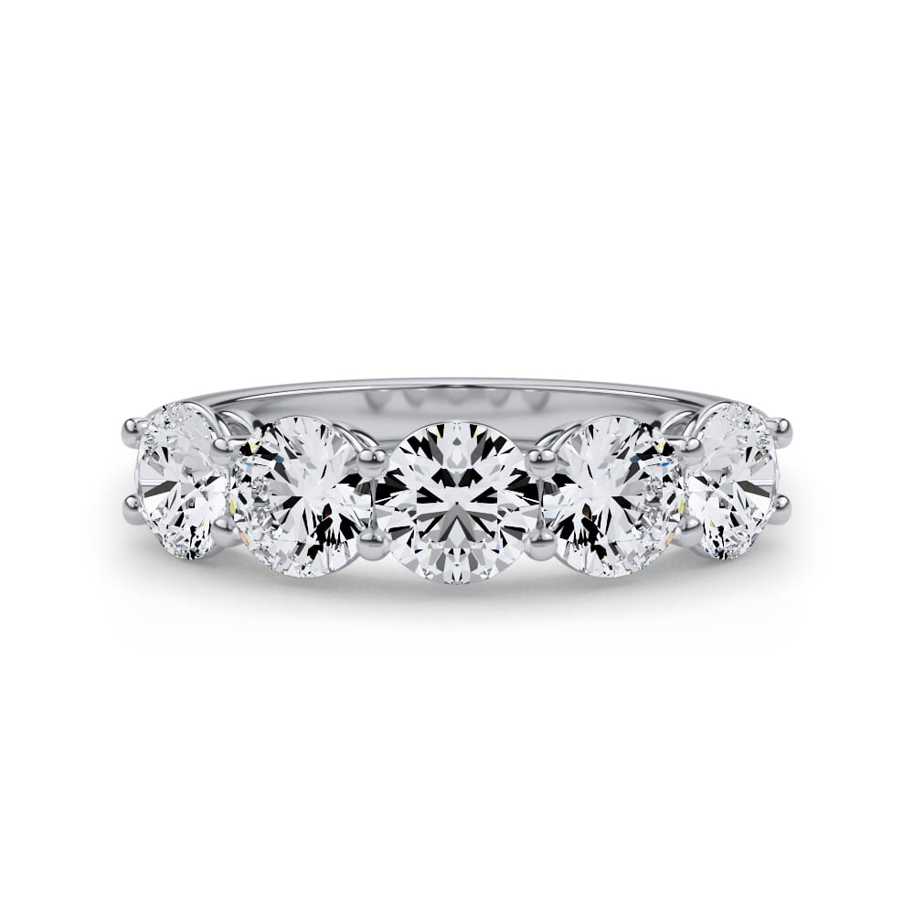 Classic Five-Stone Round Diamond Band 18K White Gold