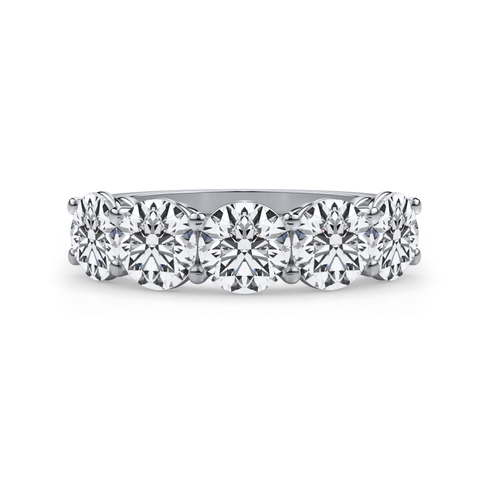 Classic Five-Stone Round Lab Diamond Band (3.00ct. tw.) - 14K White Gold