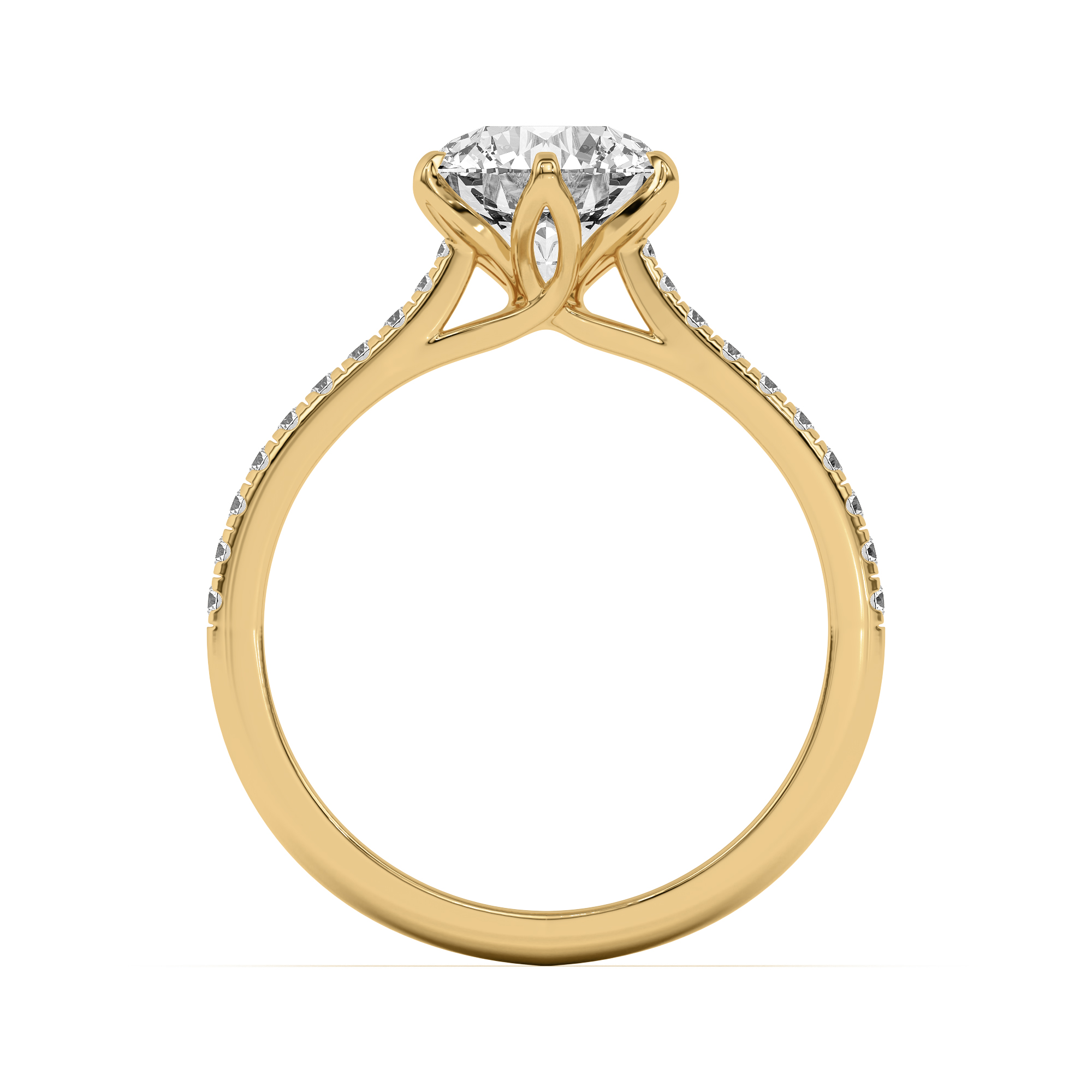 Marigold Tulip Inspired 6 Prong Engagement Ring - 14K Yellow Gold