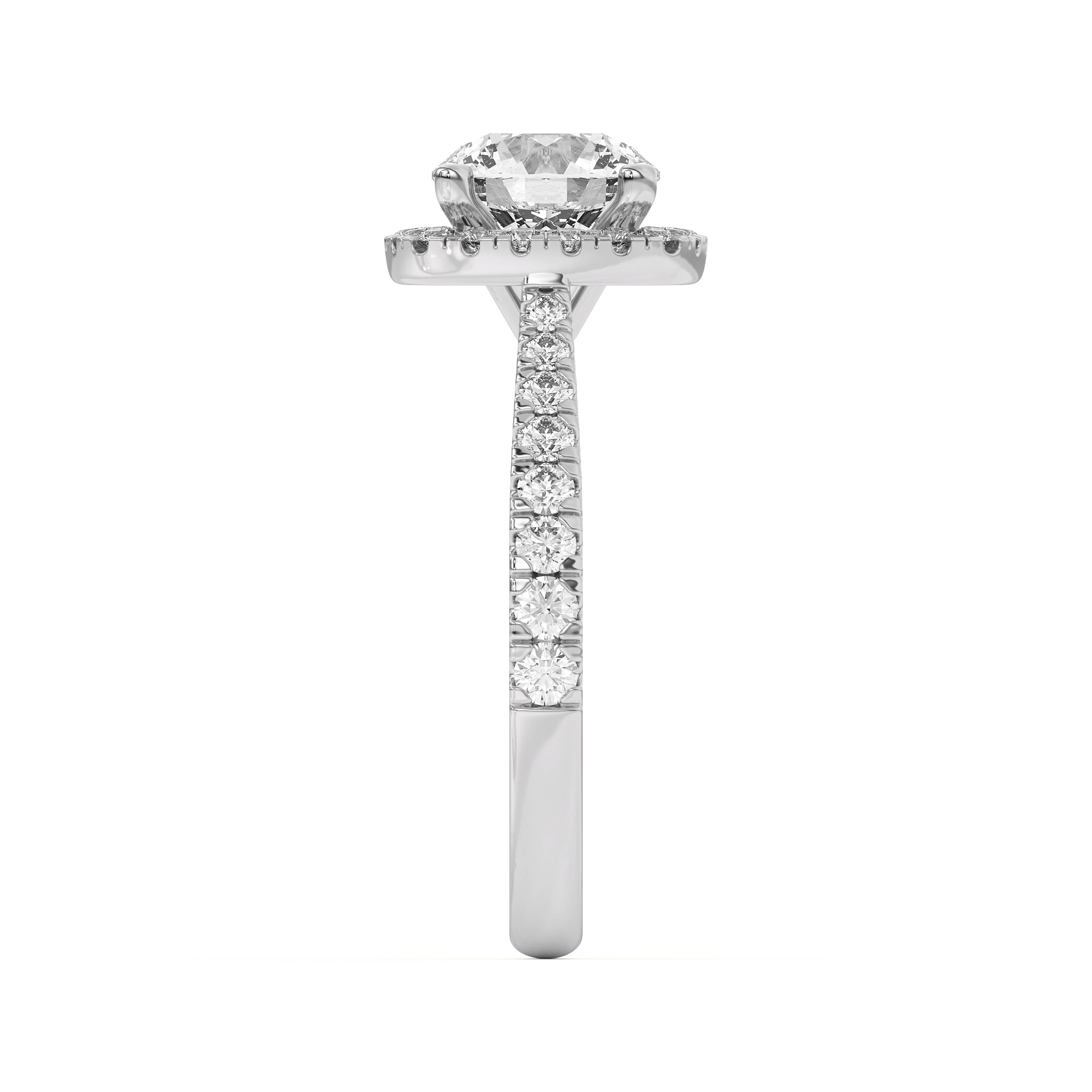 Cici Halo Engagement Ring - 14K White Gold