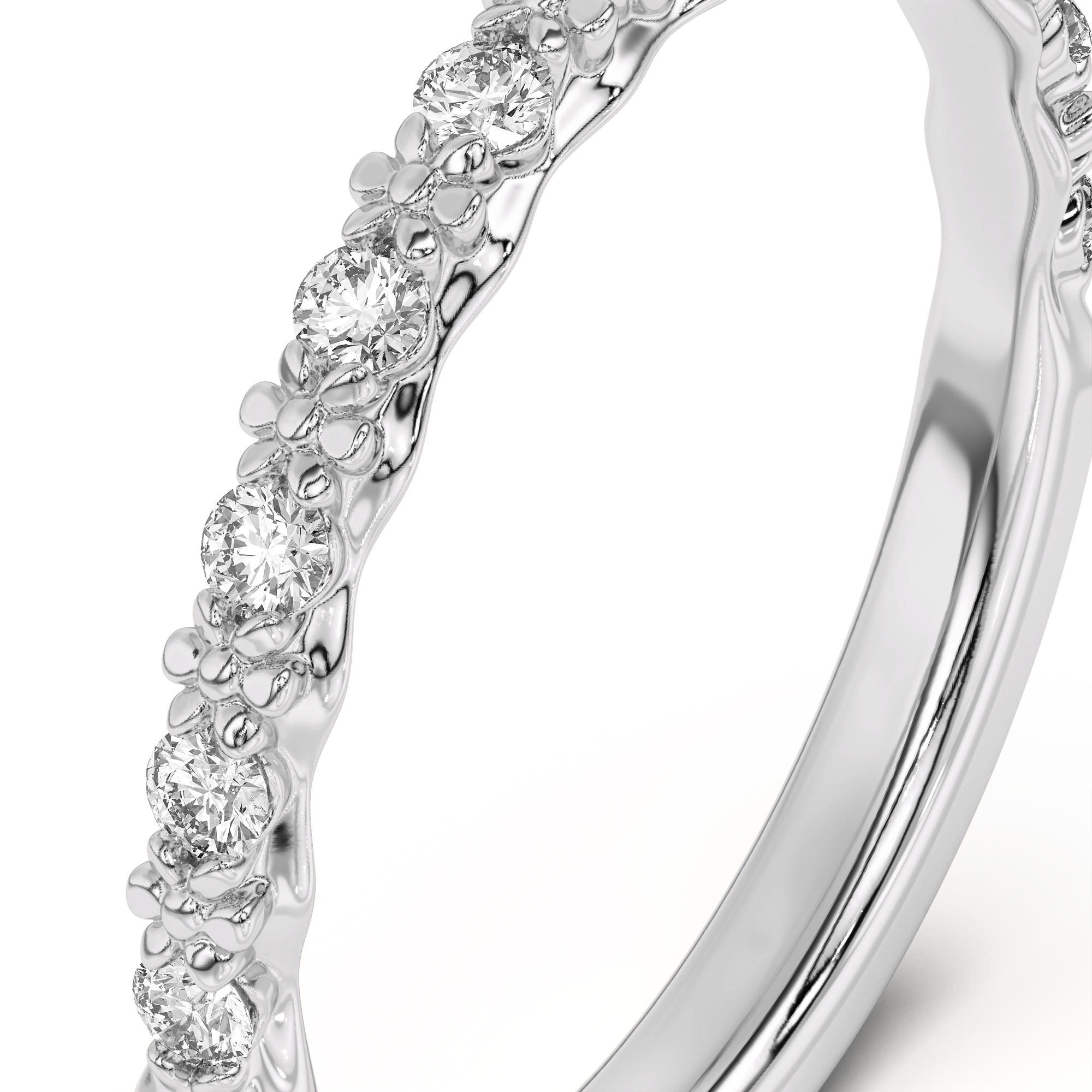 Blooming Petal Pavé Band - Platinum