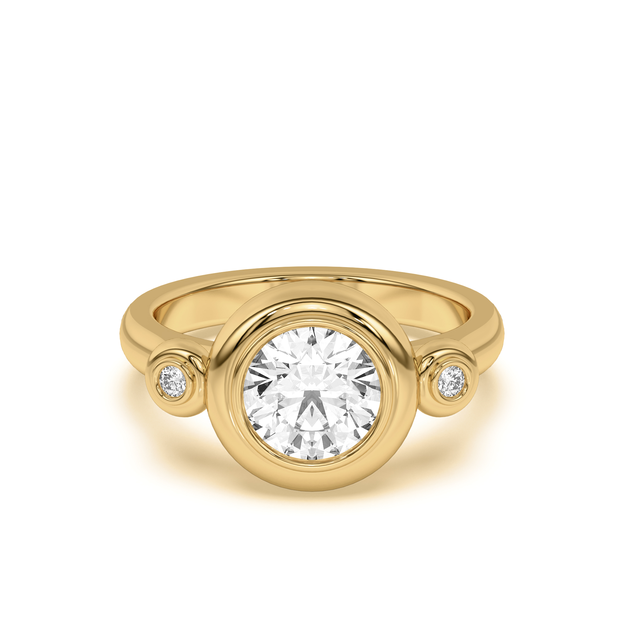 Nia Donut Bezel Engagement Ring 18K Yellow Gold