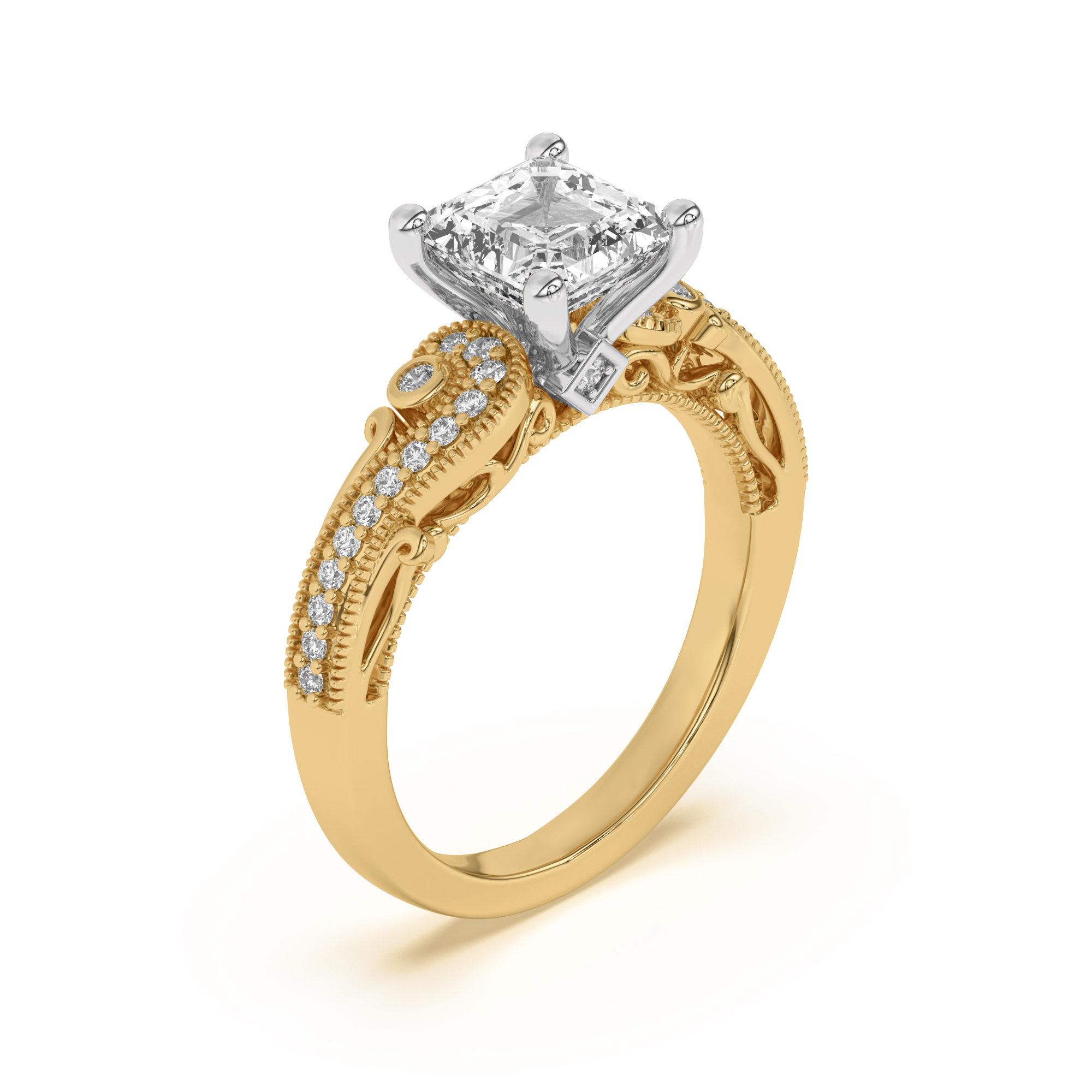 Carat Asscher Lab Diamond Oasis Filigree Pavé Engagement Ring