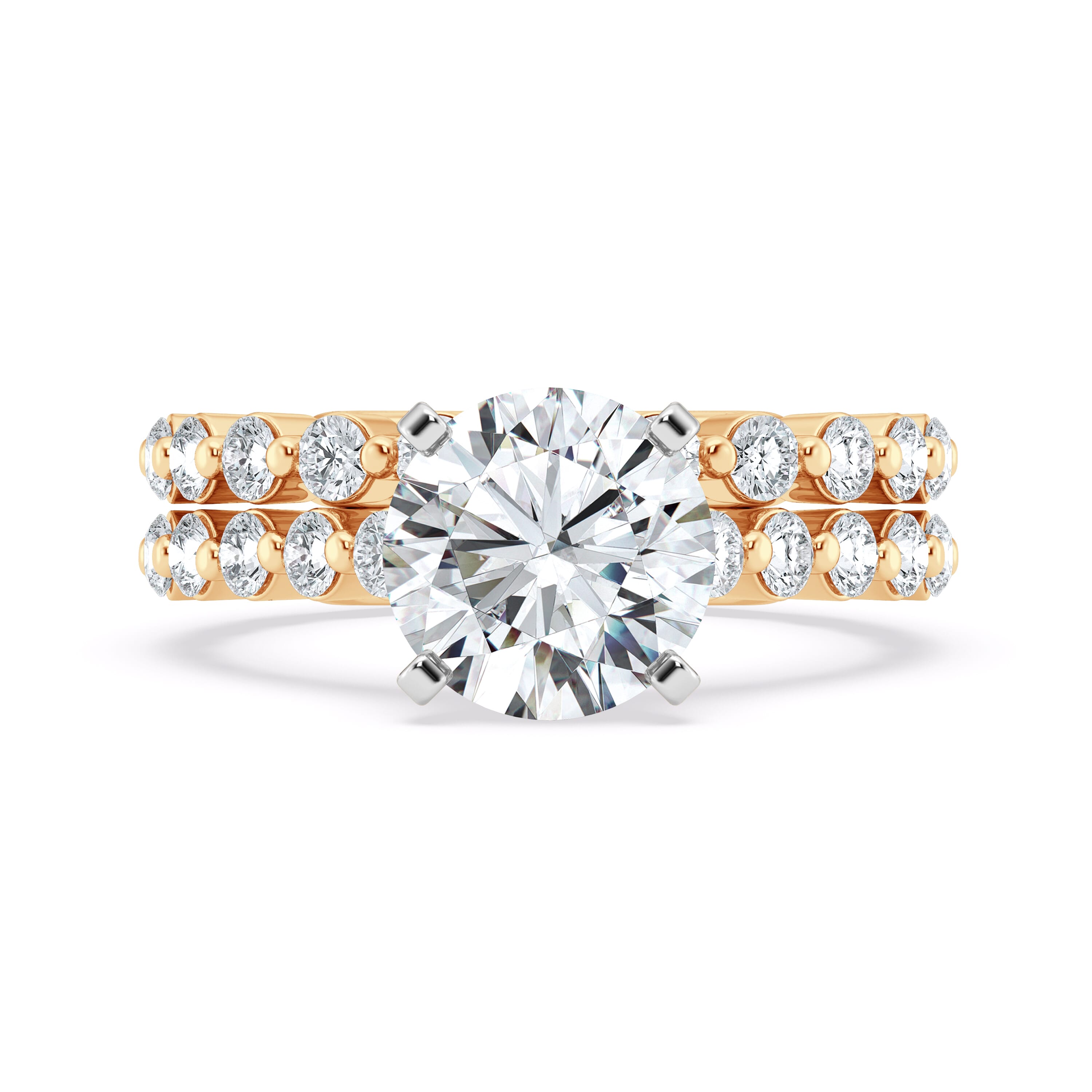 Signature Hearts & Arrows Shared Prong Hidden Halo Cathedral