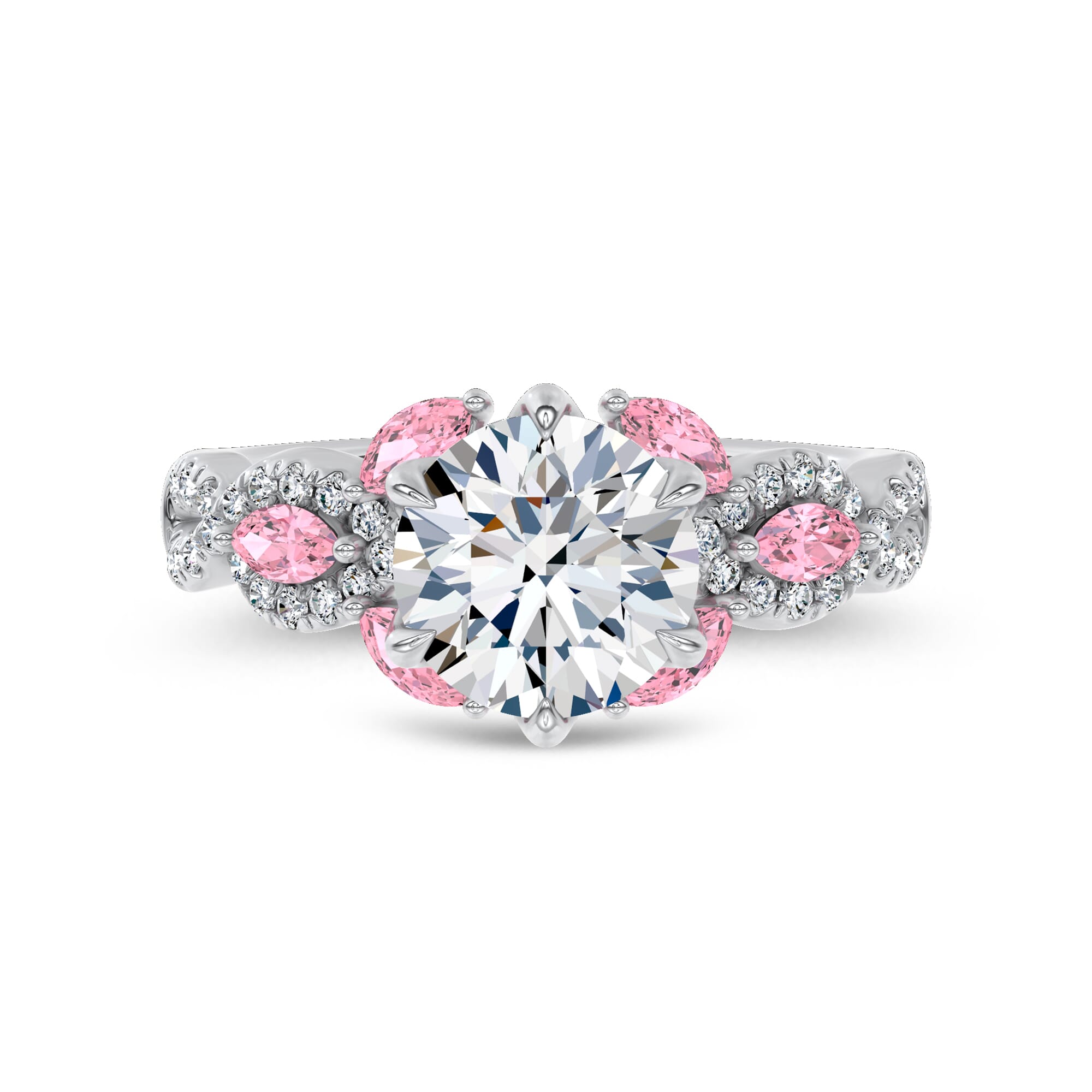 Valora Pavé Vine Pink Sapphire Lab Engagement Ring by Christian