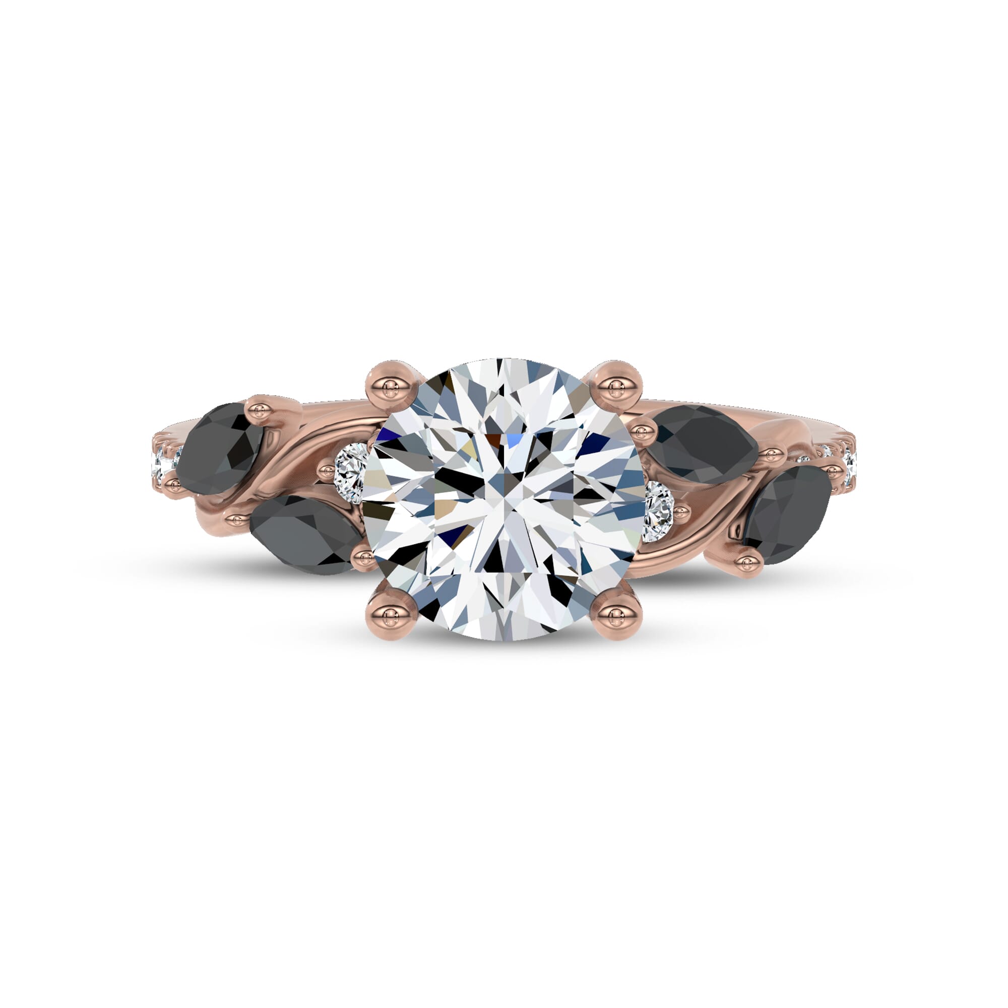 Hayden Curved Vine Black And White Diamond Engagement Ring - 18K 
