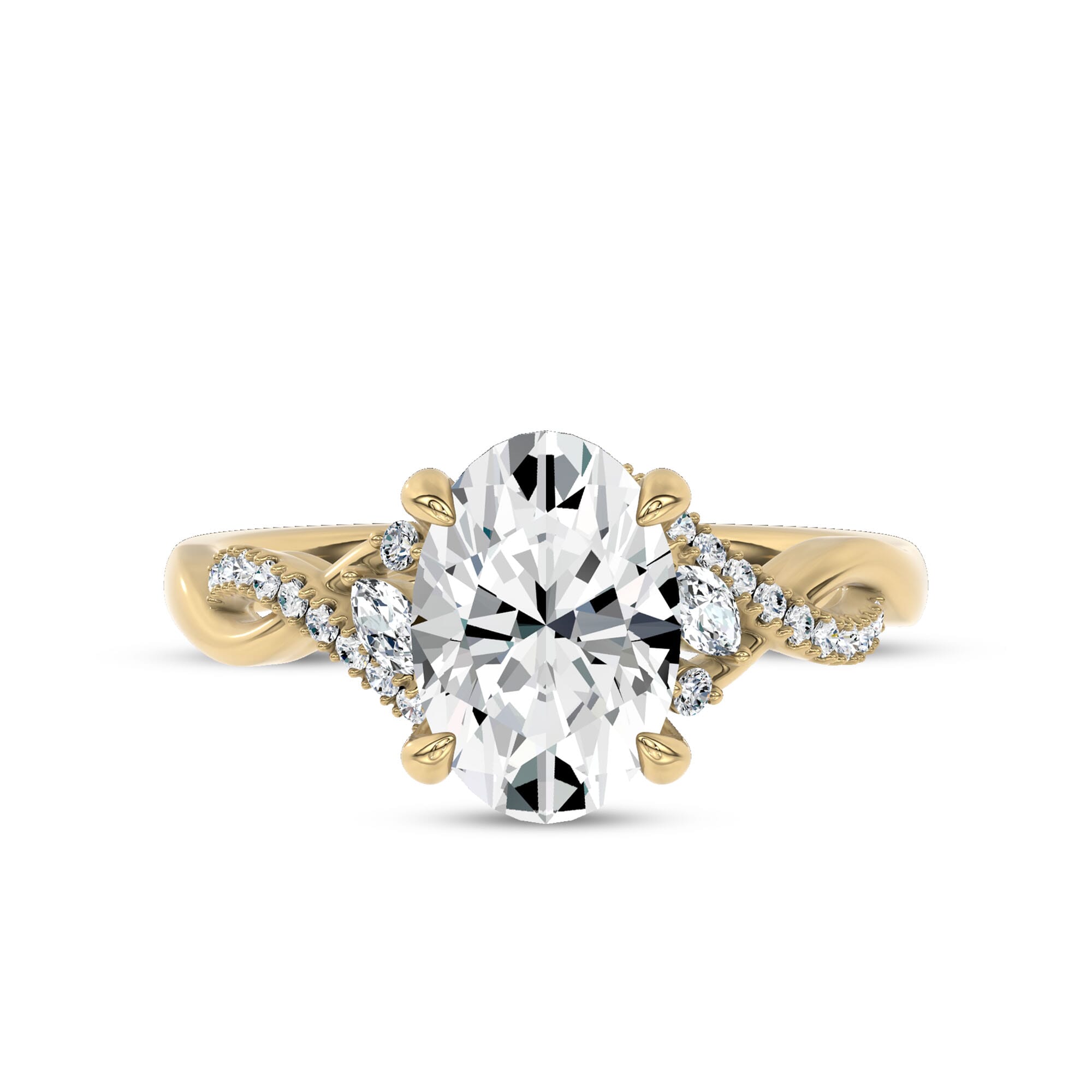 Petal Veil Lab Engagement Ring by Christian Siriano - 14K Yellow Gold
