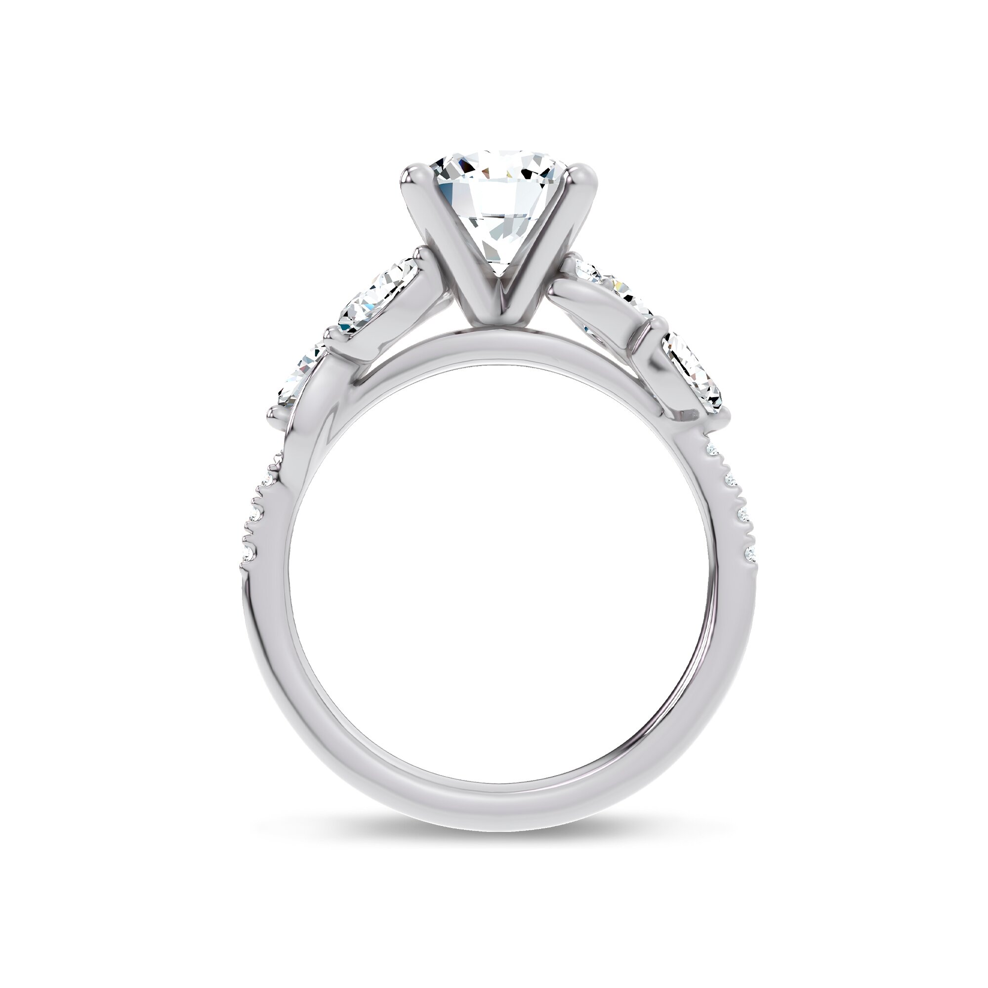 Hayden Curved Vine Diamond Engagement Ring - 14K White Gold Hayden Curved Vine Diamond Engagement Ring - 14K White Gold