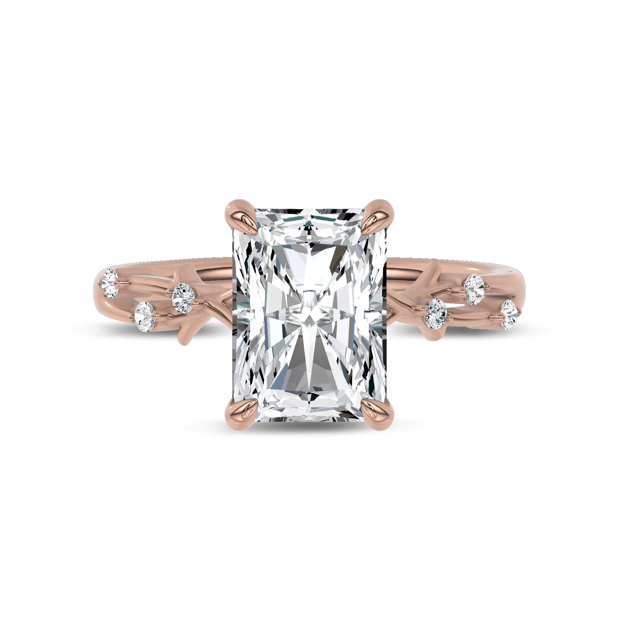 2.01 Carat Radiant Lab Diamond Vionne Vine Engagement Ring - 14K 