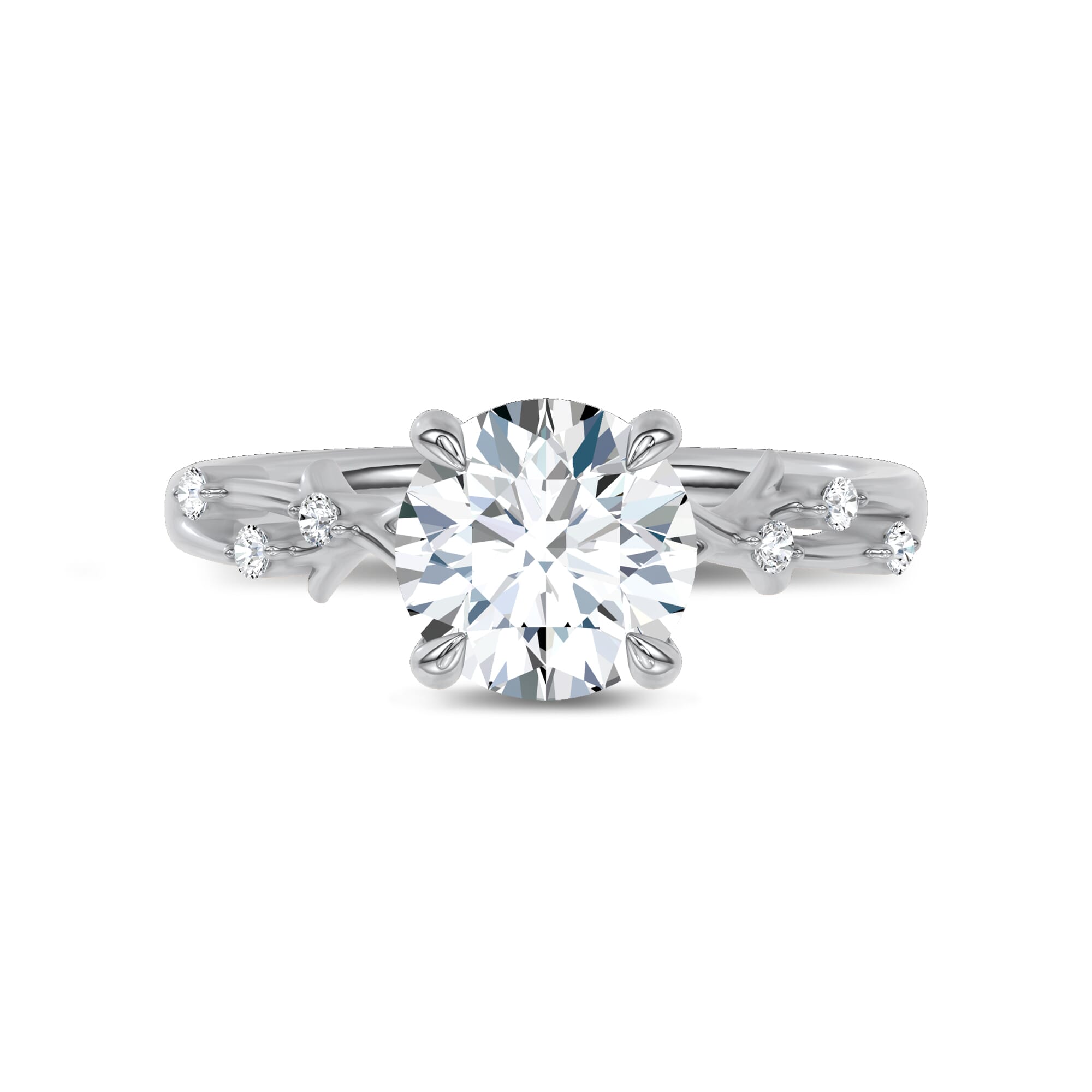 Vionne Vine Engagement Ring - 14K White Gold