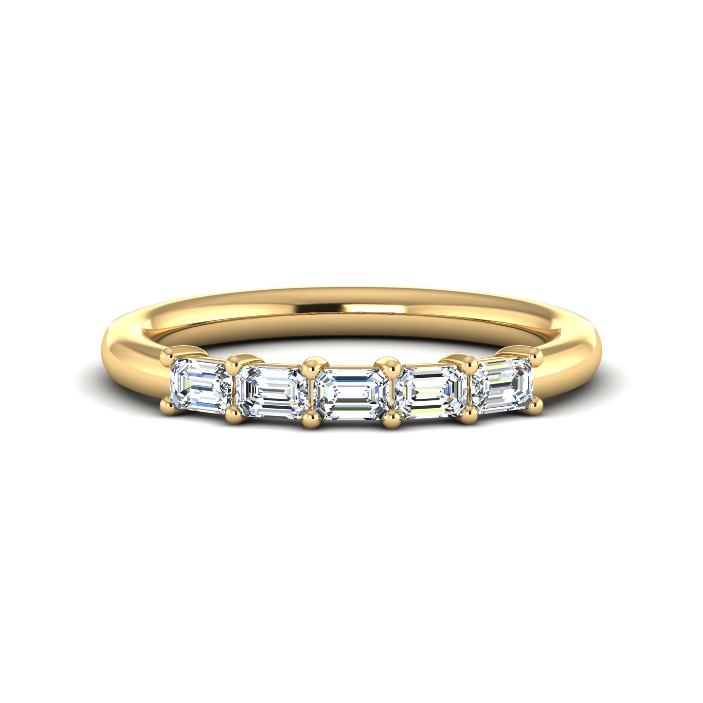 Carolina 5 Stone Lab Anniversary Wedding Band 18K Yellow Gold (Setting Price)