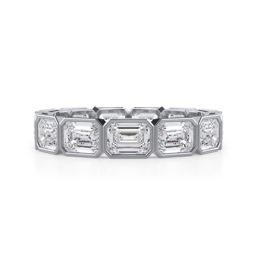 【threetimes】 Eternal ♥ ring East-West Emerald-Cut Bezel Diamond Eternity Ring (3.00ct
