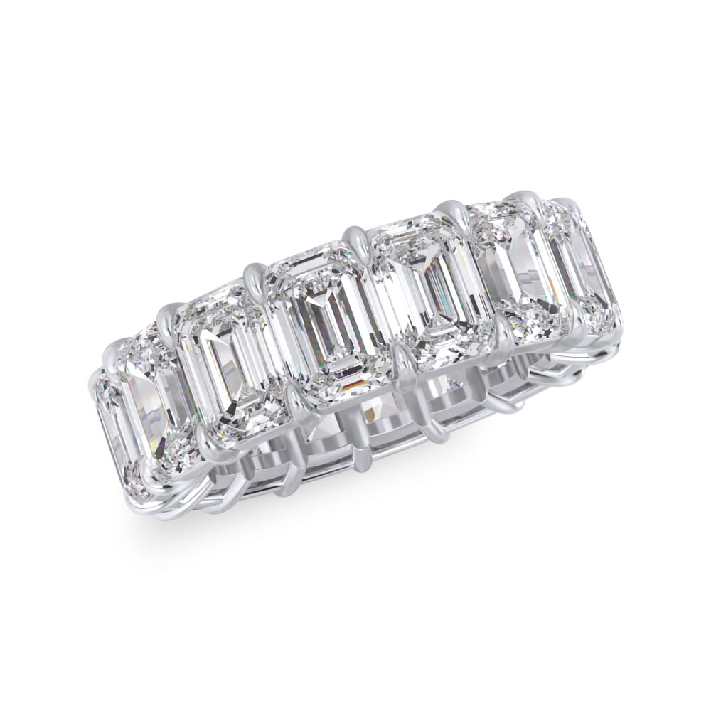 Emerald Cut Lab Diamond Eternity Ring Platinum