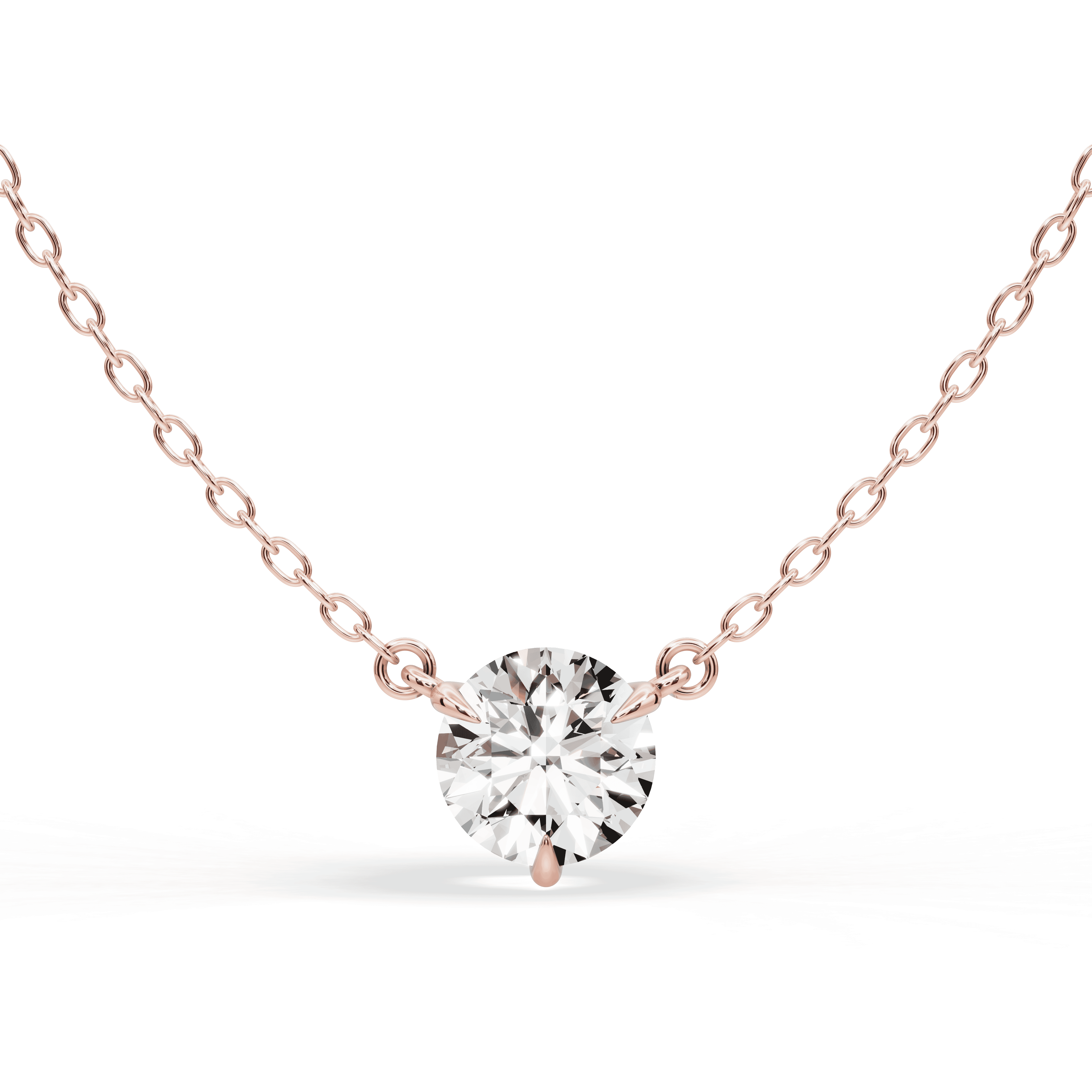 3-Prong Diamond Solitaire Necklace (1 ct.) - 18K Rose Gold
