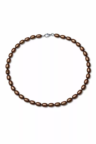 Chocolate Oval Freshwater Pearl Necklace (7–8mm)