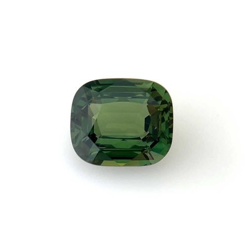 5.04 Carat Vivid Green Cushion Sapphire