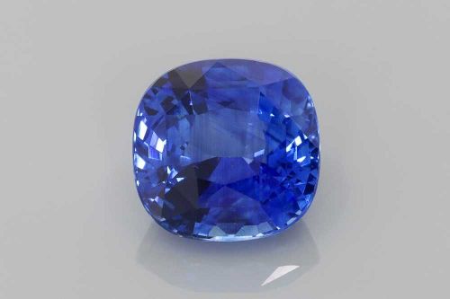4.36 Carat Vivid Blue Cushion Sapphire
