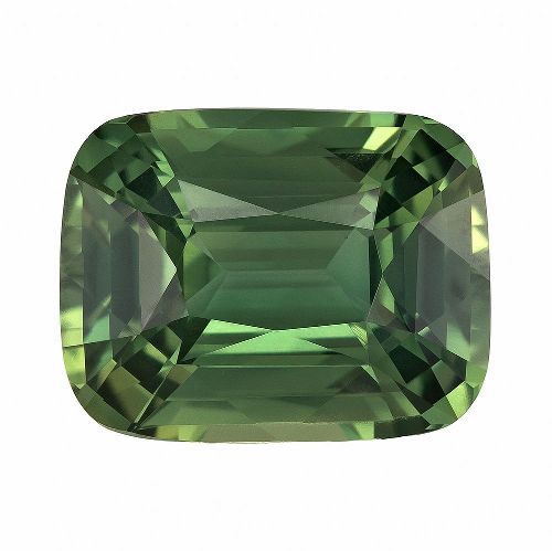 4.10 Carat Green Cushion Sapphire