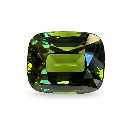 6.08 Carat Green Cushion Sapphire
