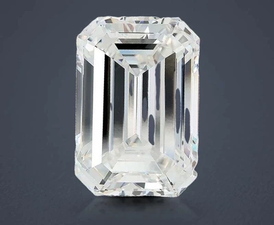 18.58ct F VVS2 Rare Carat Ideal Cut Emerald Lab Grown Diamond