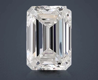 7.07ct F VVS2 Rare Carat Ideal Cut Emerald Lab Grown Diamond
