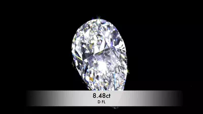 8.48ct D FL Rare Carat Ideal Cut Pear Diamond