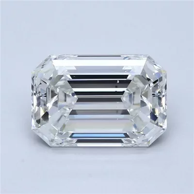 5.09ct G SI1 Rare Carat Ideal Cut Emerald Diamond
