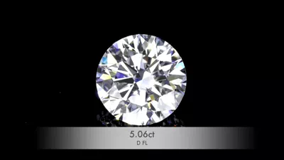 5.06ct D FL Rare Carat Ideal Cut Round Diamond