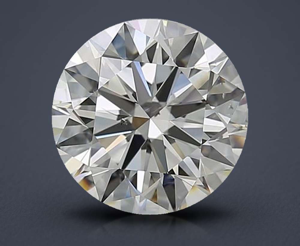 3.14ct K SI2 Rare Carat Ideal Cut Round Diamond