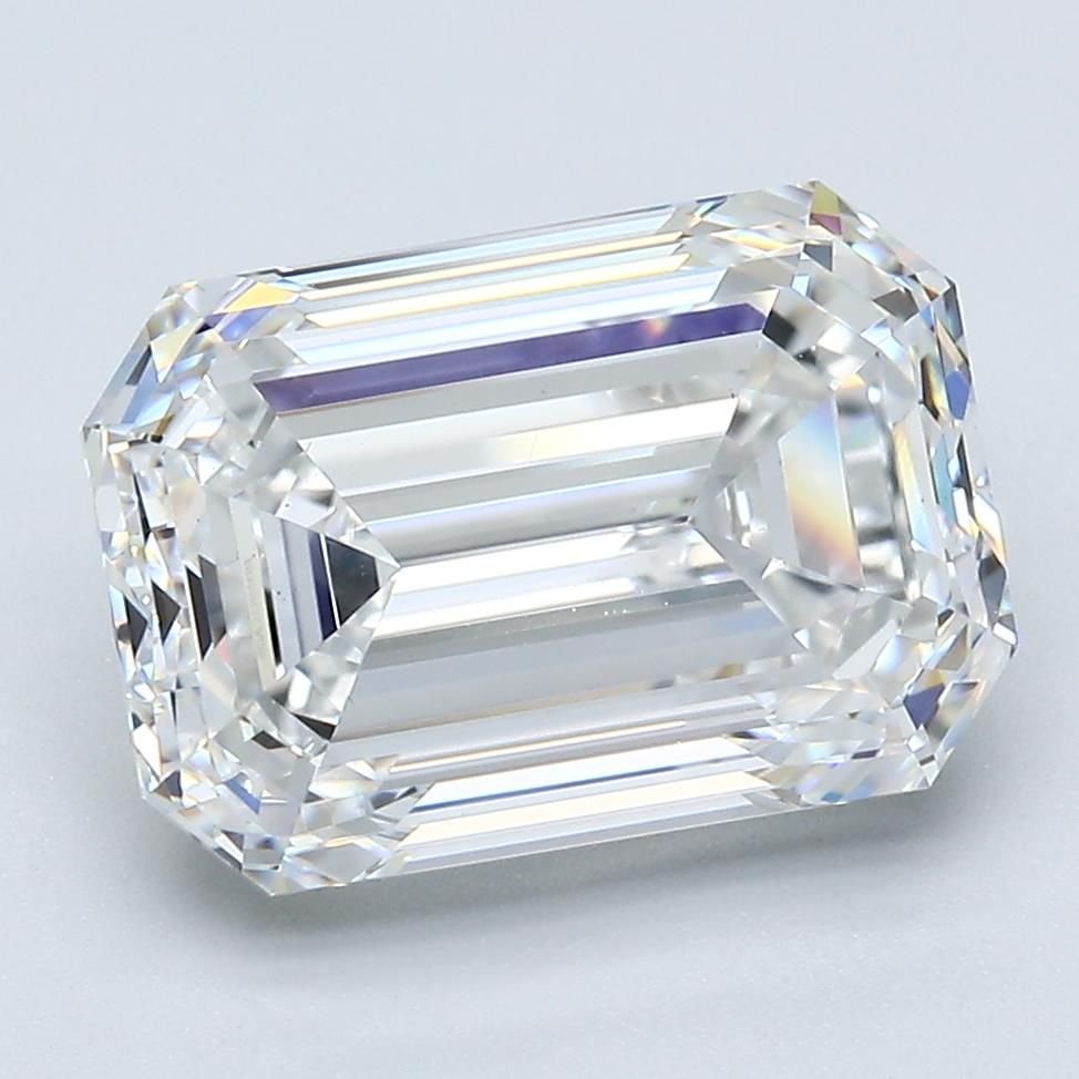 5.01ct F VS2 Rare Carat Ideal Cut Emerald Diamond