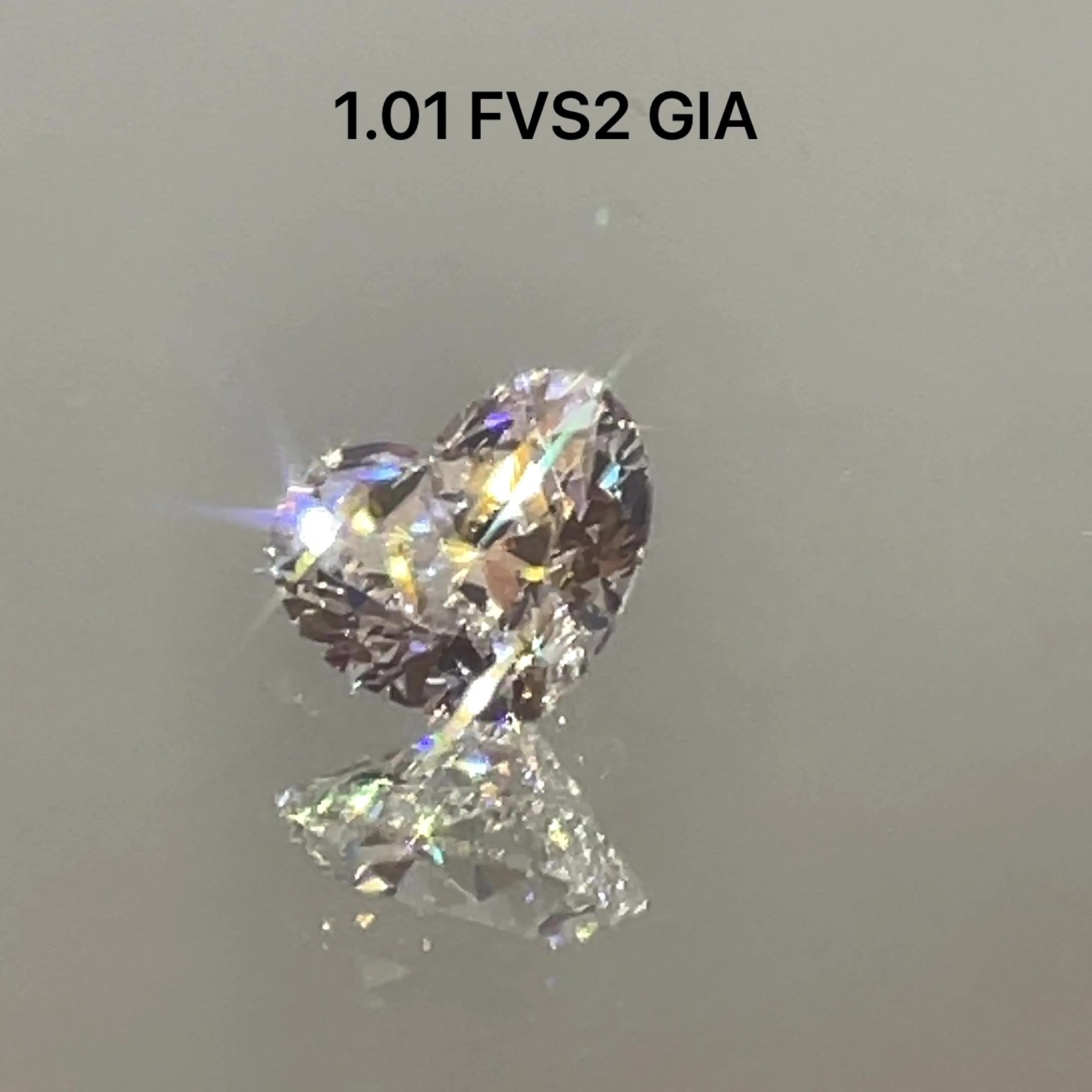 1.01ct F VS2 Rare Carat Ideal Cut Heart Diamond