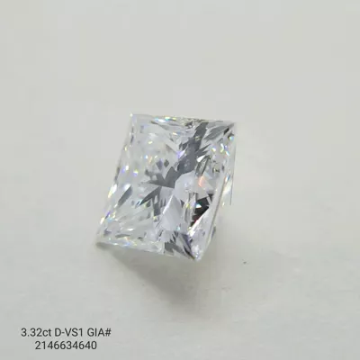 3.32ct D VS1 Rare Carat Ideal Cut Princess Diamond