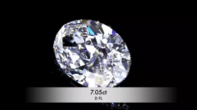 7.05ct D FL Rare Carat Ideal Cut Oval Diamond