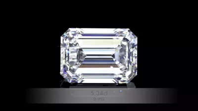 5.34ct D VS2 Rare Carat Ideal Cut Emerald Diamond