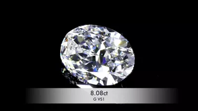 8.08ct G VS1 Rare Carat Ideal Cut Oval Diamond