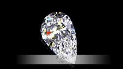 8.05ct D SI1 Rare Carat Ideal Cut Pear Diamond