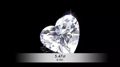 5.47ct D VS1 Rare Carat Ideal Cut Heart Diamond