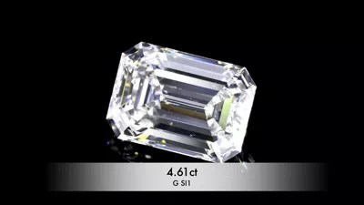 4.61ct F VS2 Rare Carat Ideal Cut Emerald Diamond