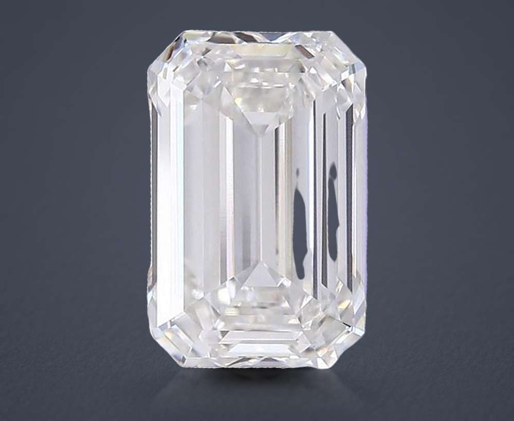 5.73ct F VVS2 Rare Carat Ideal Cut Emerald Lab Grown Diamond