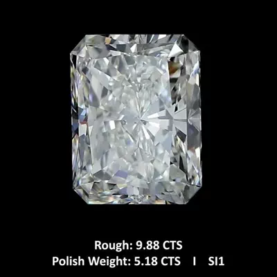 5.18ct I SI1 Rare Carat Ideal Cut Radiant Diamond