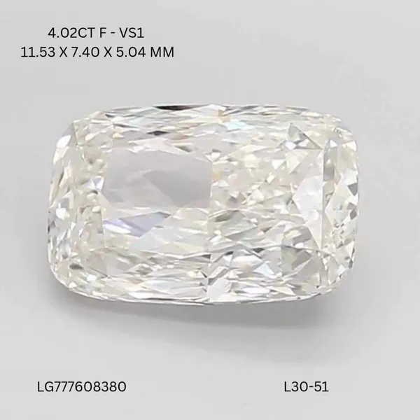 4.02 Carat · F · VS1 Rare Carat Ideal Cut