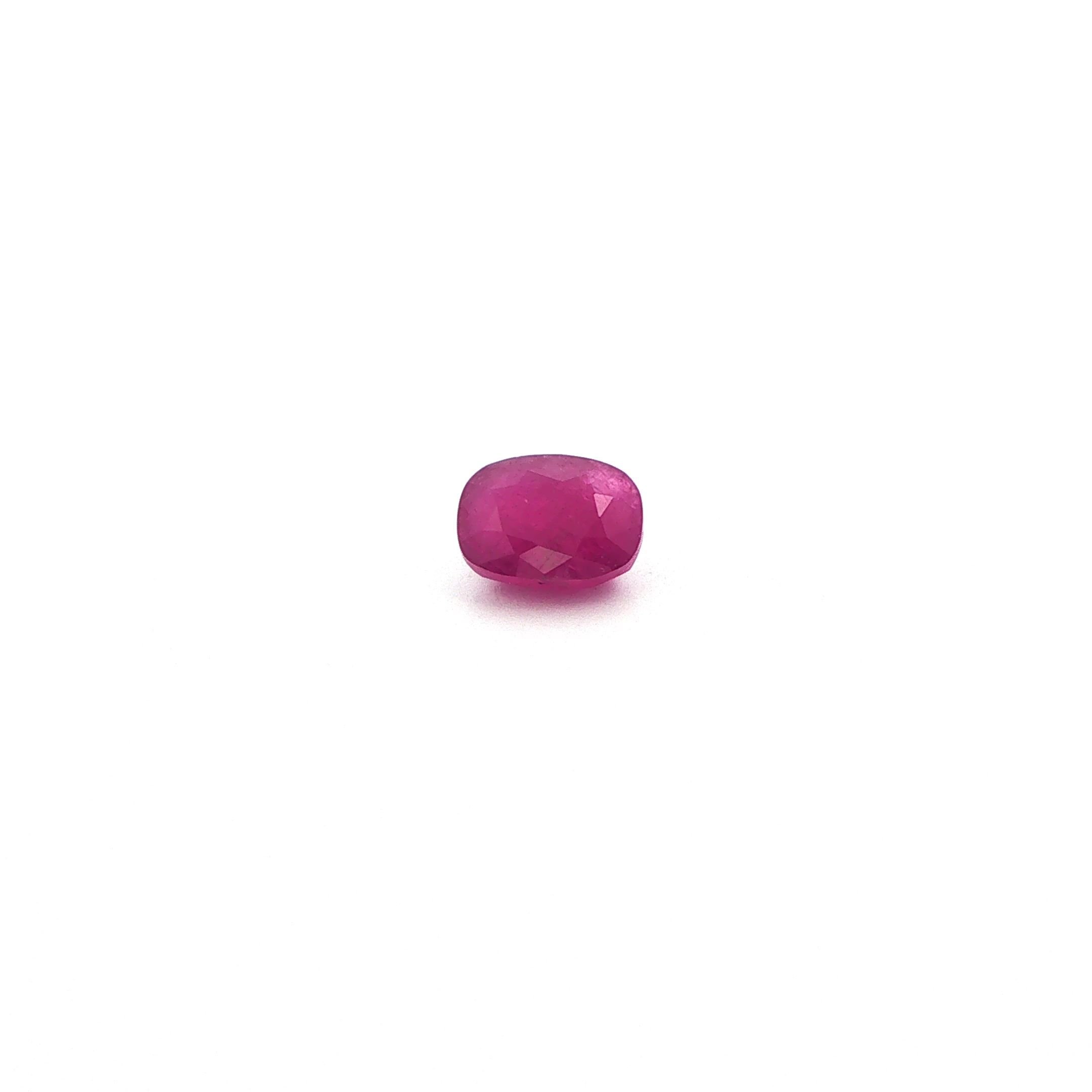 3.34 Carat Red Cushion Ruby