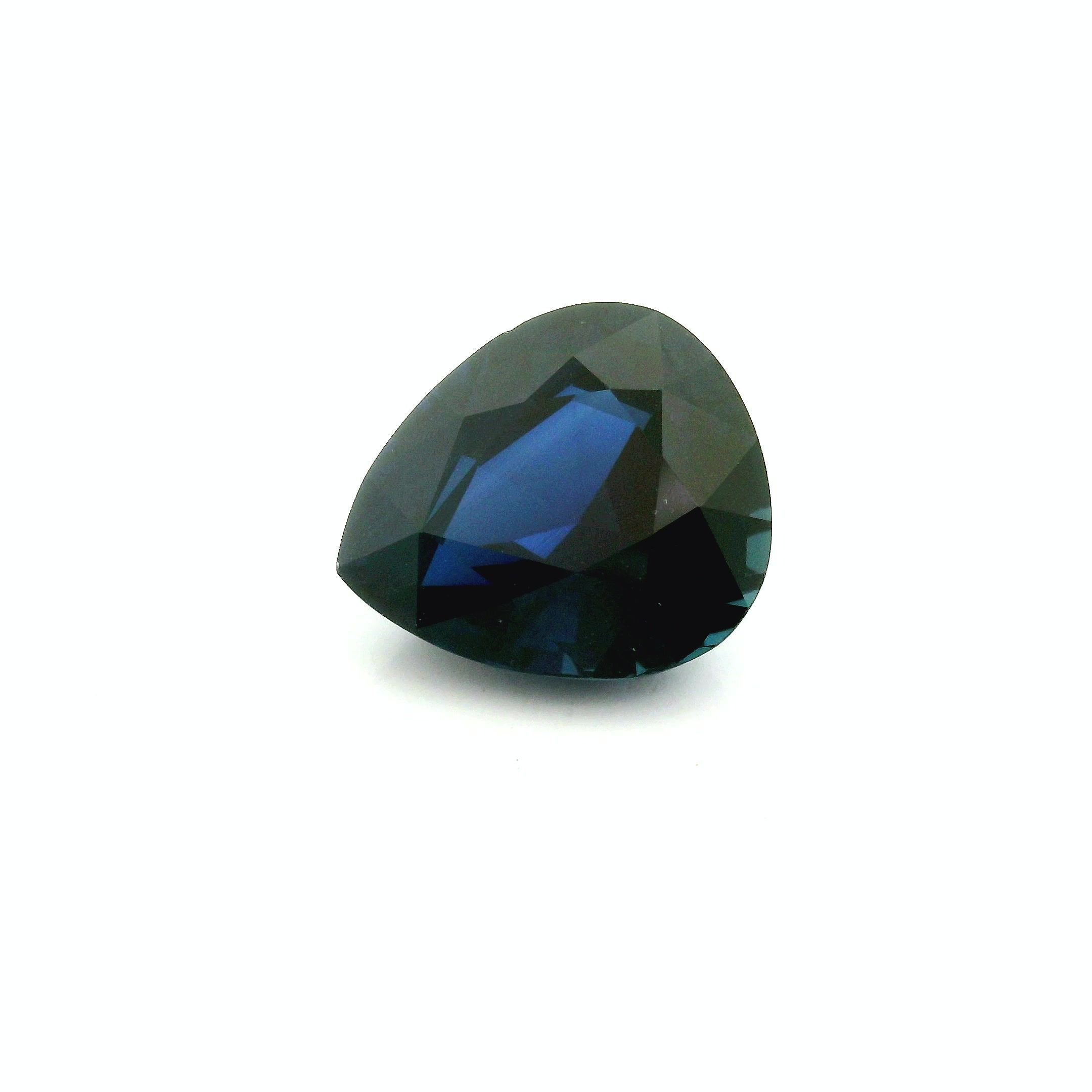 7.38 Carat Deep Blue Pear Sapphire