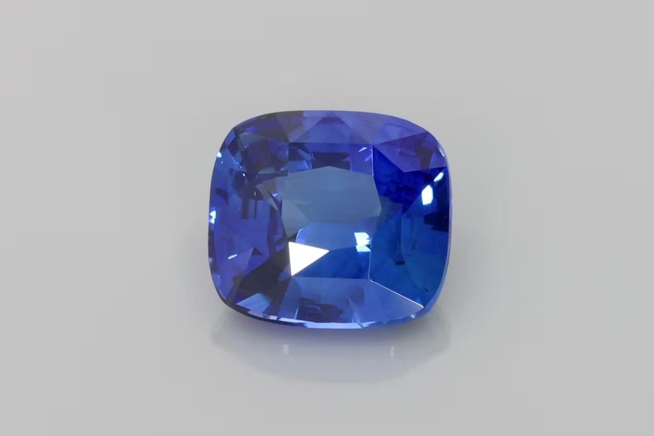 4.29 Carat Vivid Blue Cushion Sapphire