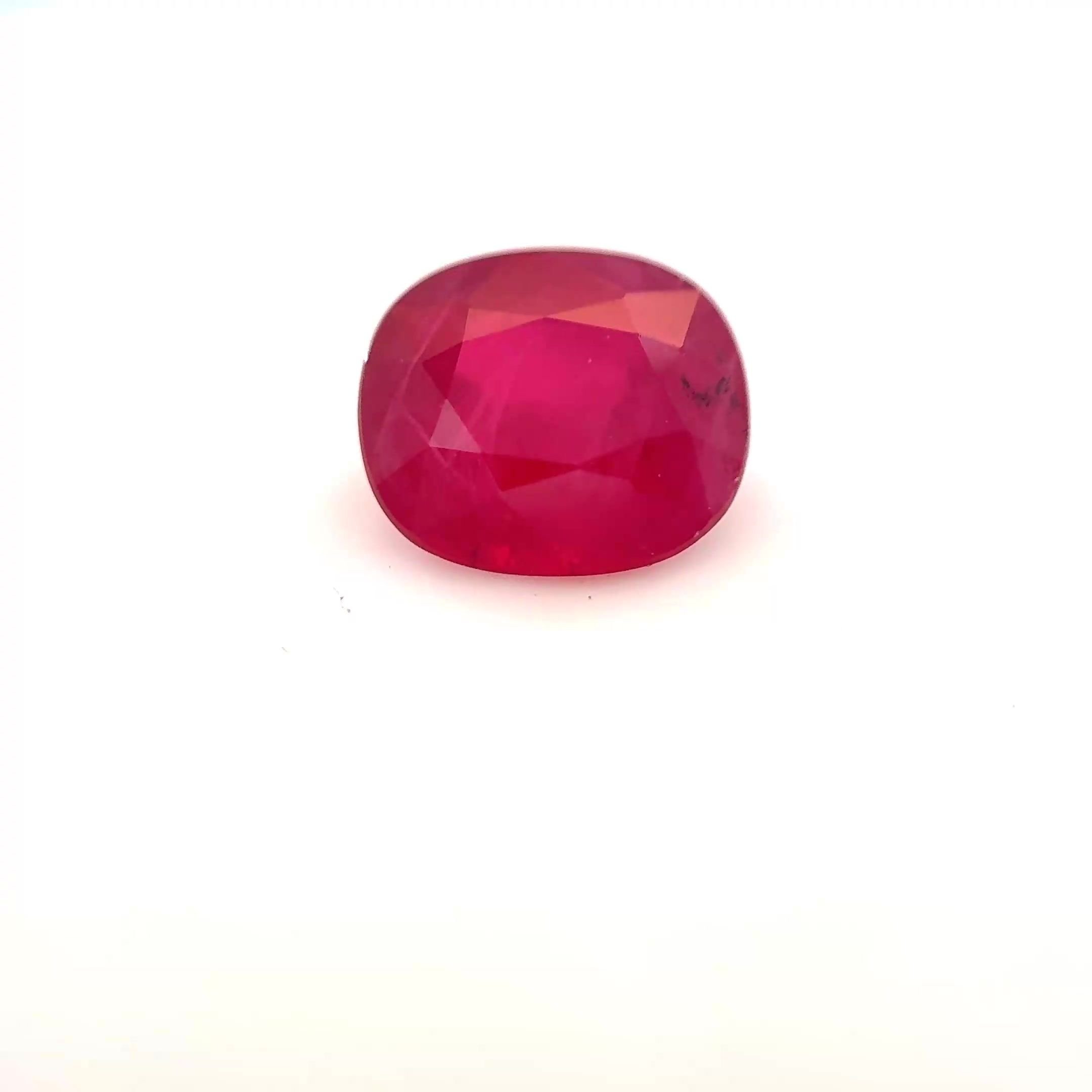 1.48 Carat Red Cushion Ruby