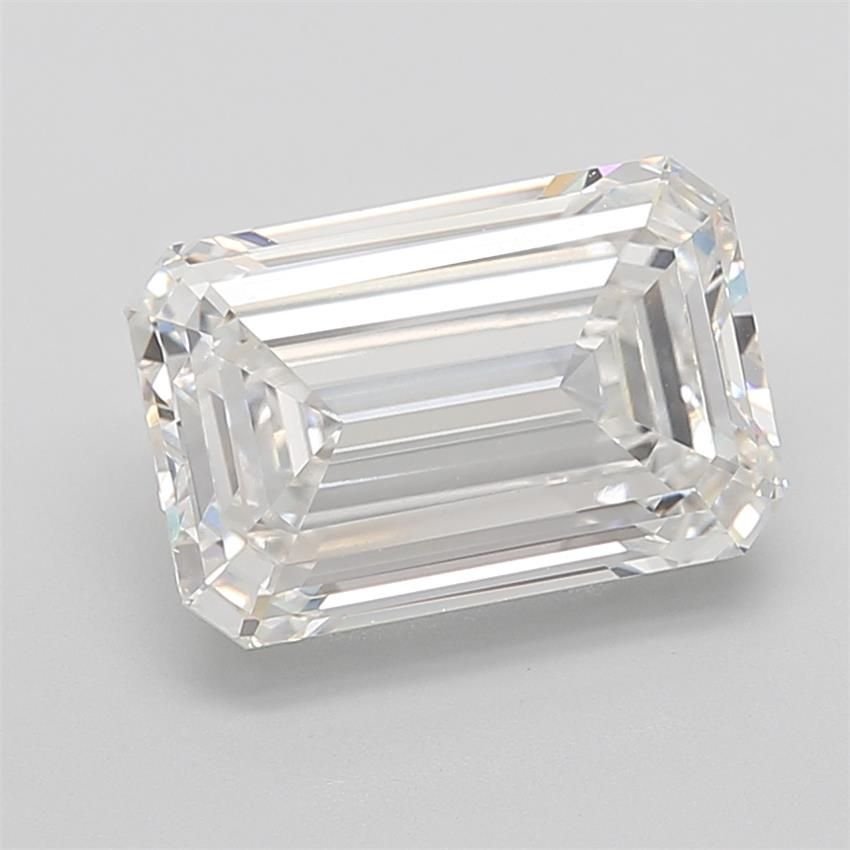 7.54ct F VVS2 Rare Carat Ideal Cut Emerald Lab Grown Diamond