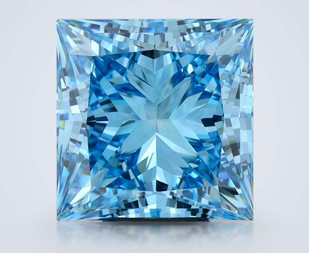 7.01 Ct. Fancy Vivid Blue Princess Lab Diamond